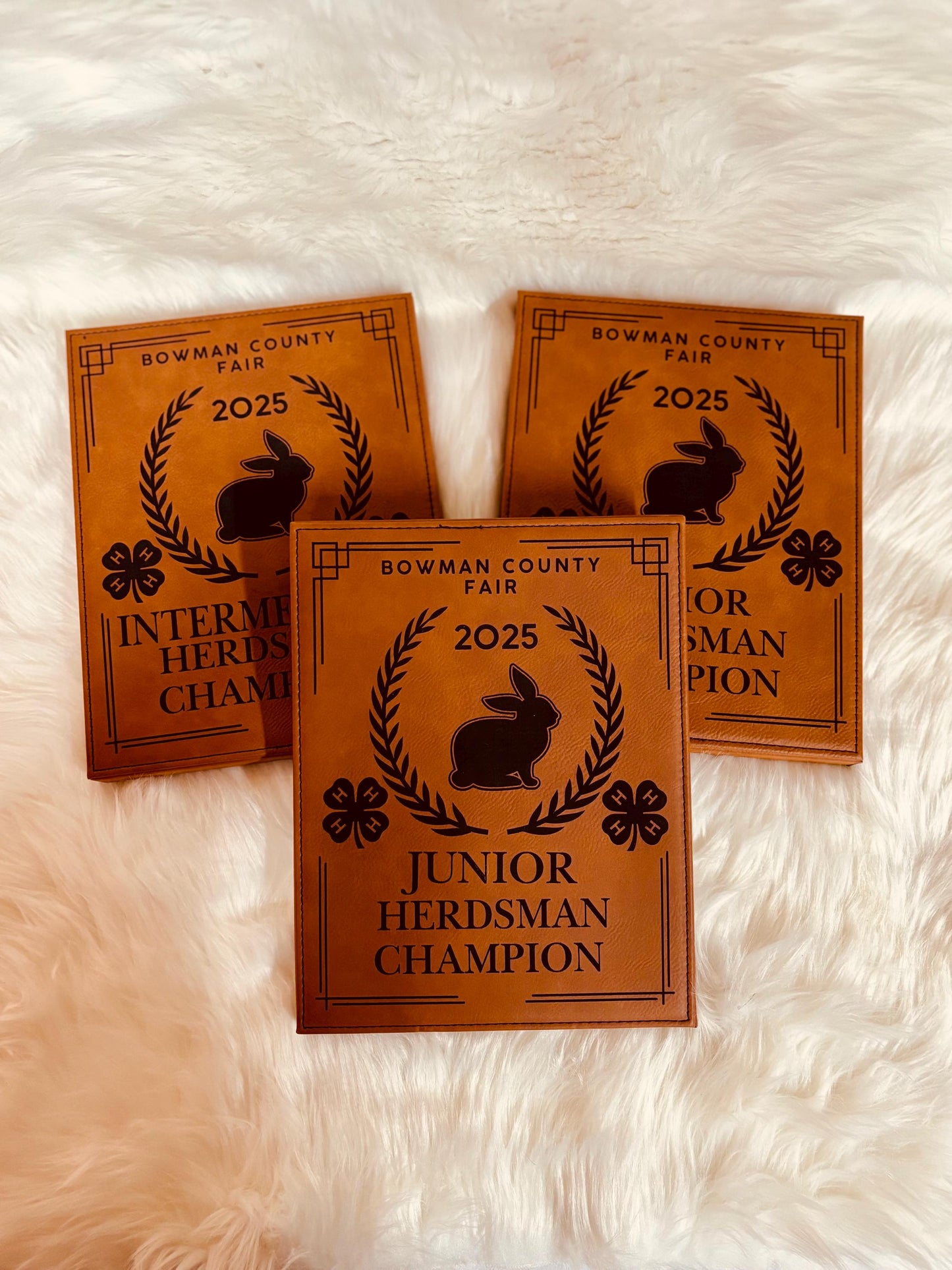 Personalized Rabbit Show Leather Award Plaque