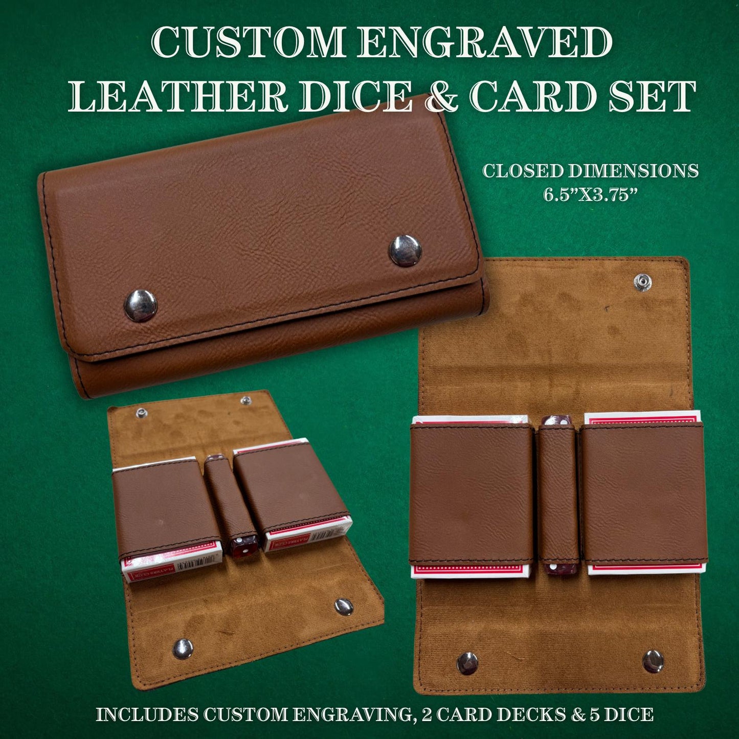 Personalized Leather Dice & Playing Card Set | Custom Engraved Groomsmen Gift, Best Man Gift & Wedding Party Keepsake