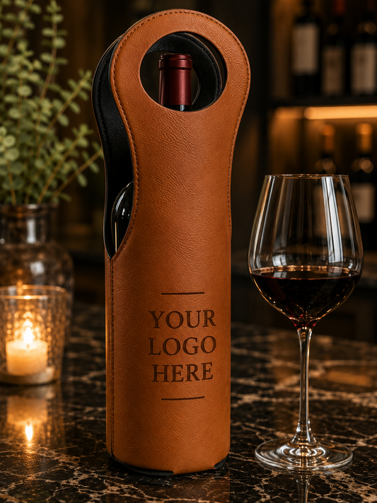 Custom Engraved Wine Bottle Carrier | Personalized Logo Wine Tote