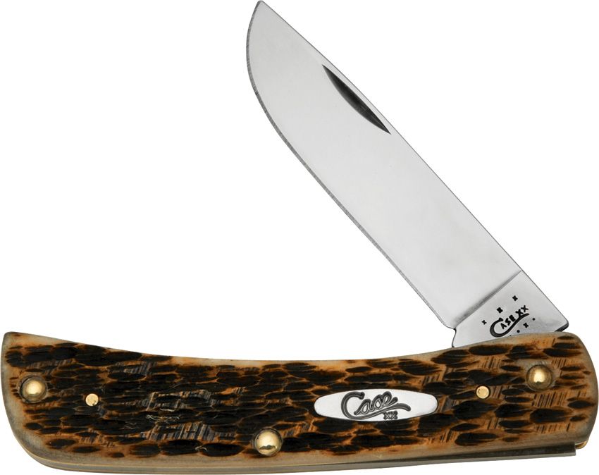 Case XX Sod Buster Jr. – Amber Peach Seed Jigged Bone | Model 00245