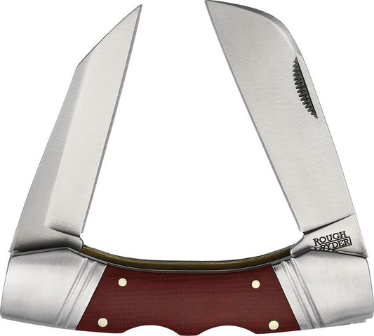 Rough Rider Double Lockhorn Lockback Knife – Red Micarta | RR2583