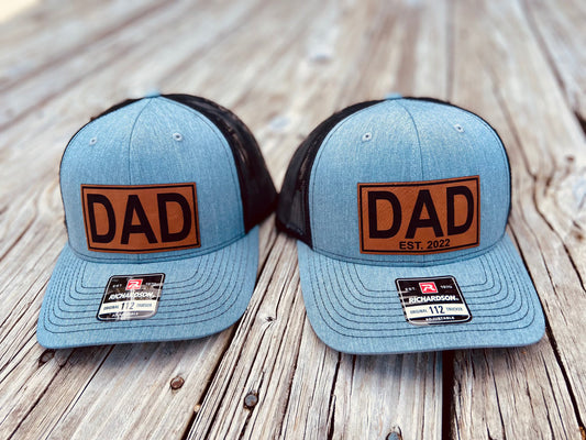 Personalized Dad Leather Patch Hat | Richardson 112 Snapback