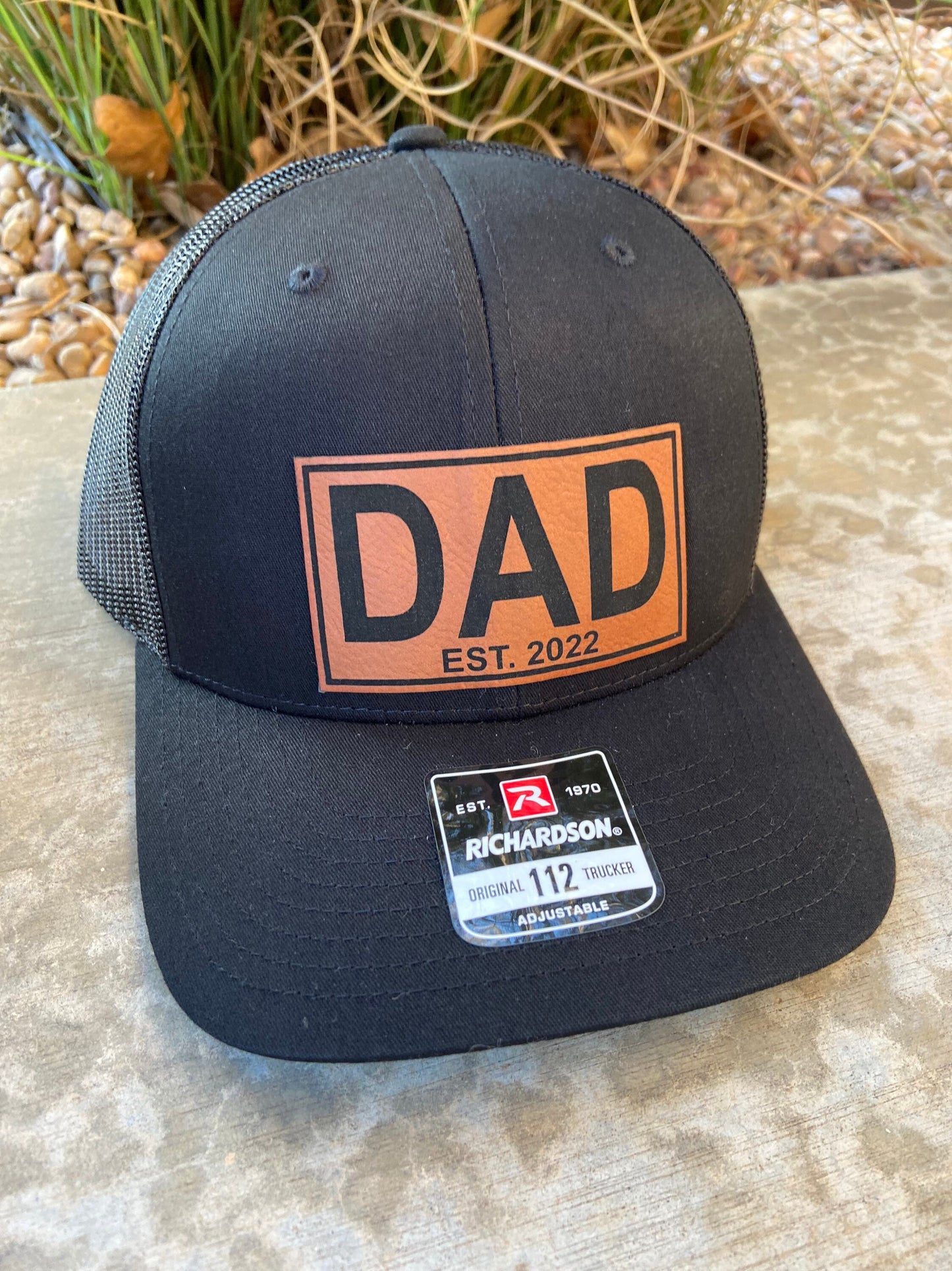 Personalized Dad Leather Patch Hat | Richardson 112 Snapback