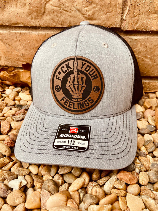 F Your Feelings Leather Patch Hat | Richardson 112 Trucker Hat