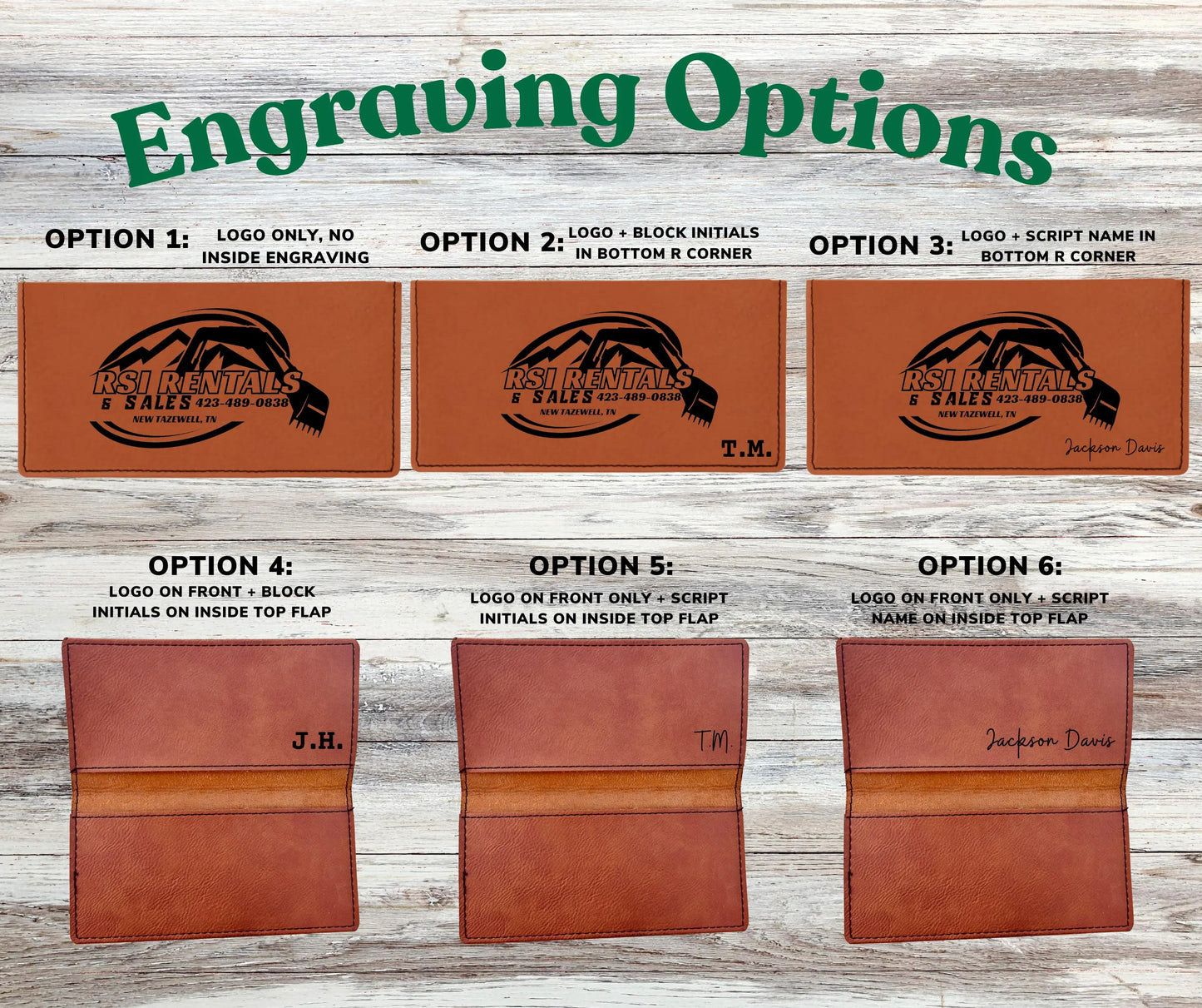 Custom Engraved Leather Checkbook Cover | Personalized Business Logo Gift | Leather Checkbook Wallet | Contractor & Corporate Promotional Gift