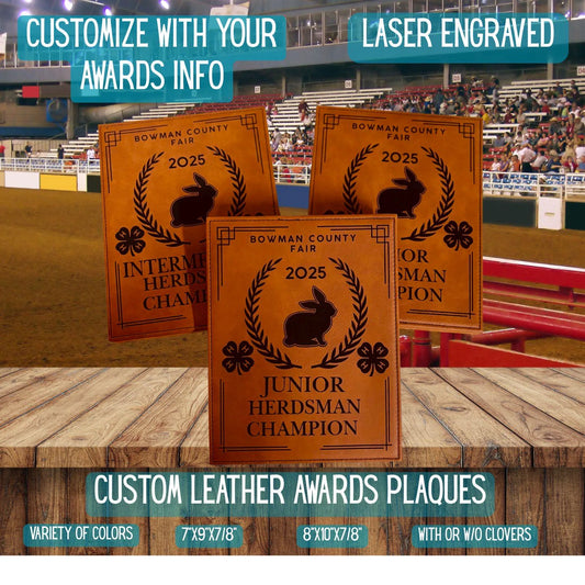 Personalized Rabbit Show Leather Award Plaque