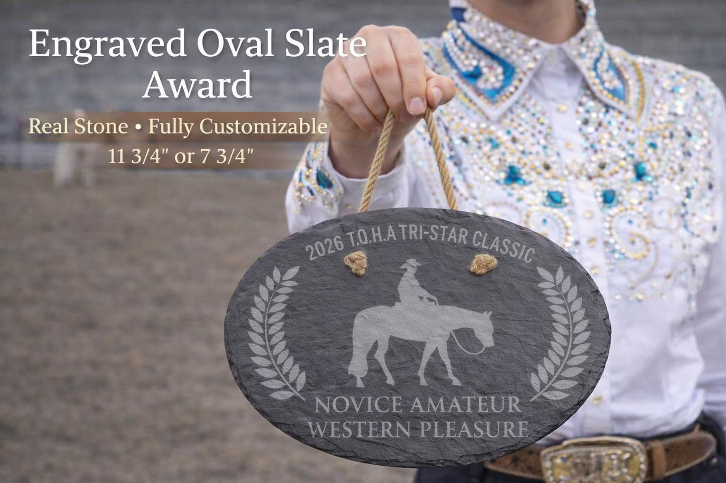 Custom Horse Show Slate Award | Personalized Equestrian Award Plaque