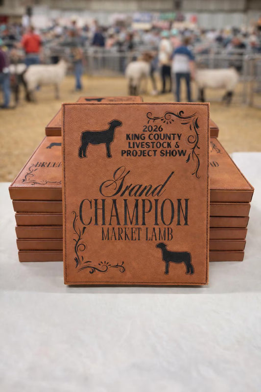 Personalized Livestock Leather Award Plaque- Market Lamb