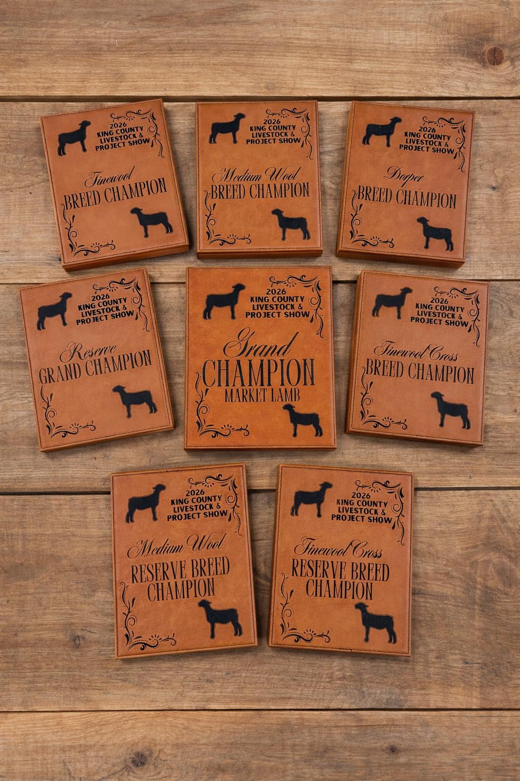Personalized Livestock Leather Award Plaque- Market Lamb