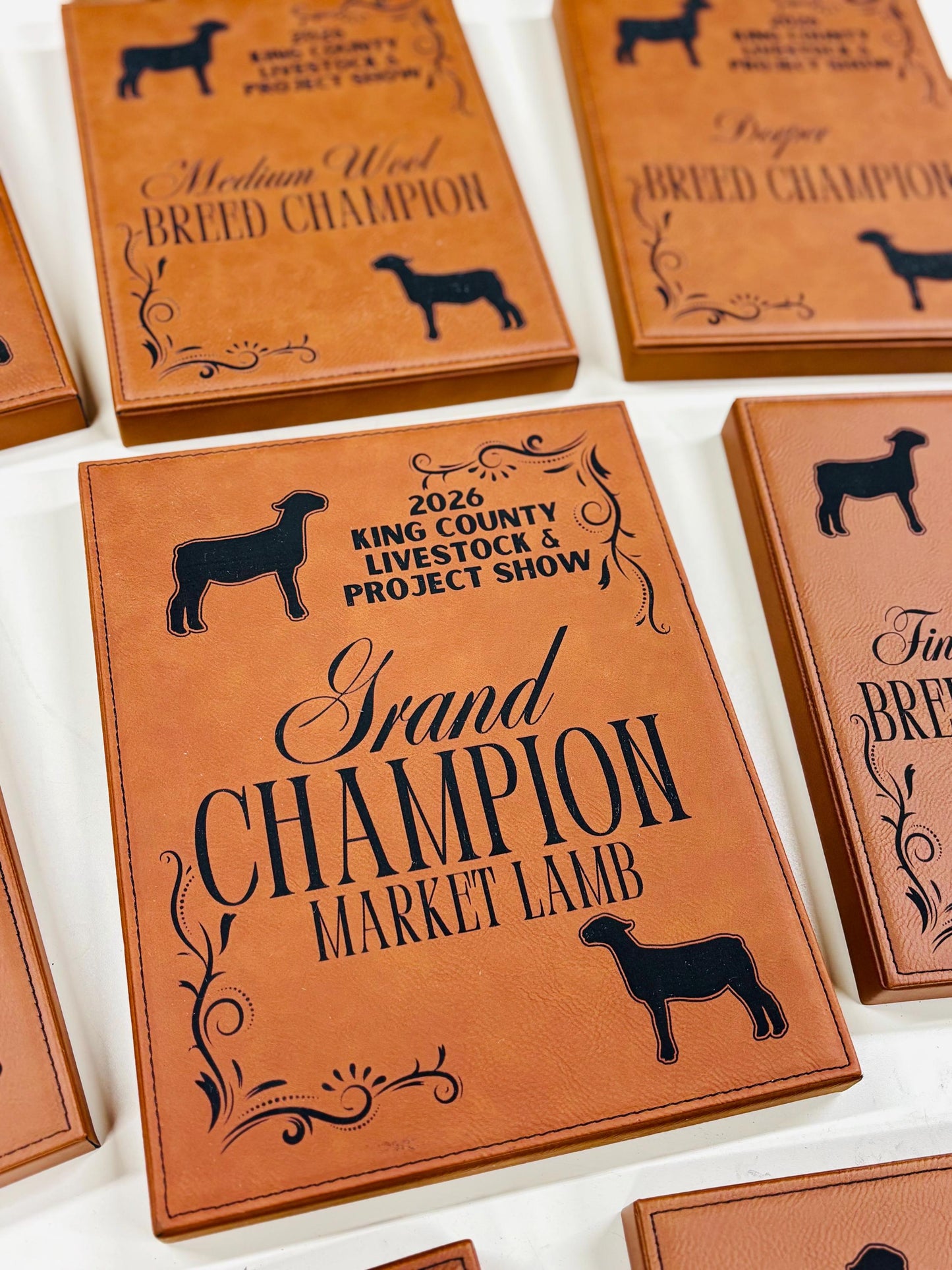 Personalized Livestock Leather Award Plaque- Market Lamb
