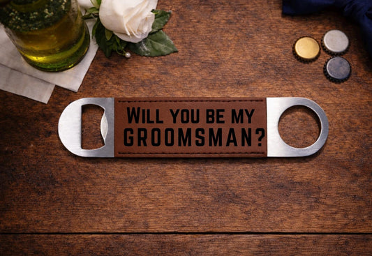 Personalized Leather Bottle Opener | Custom Engraved Groomsman Gift | Wedding Party Gift | Best Man Gift | Groomsman Proposal Gift