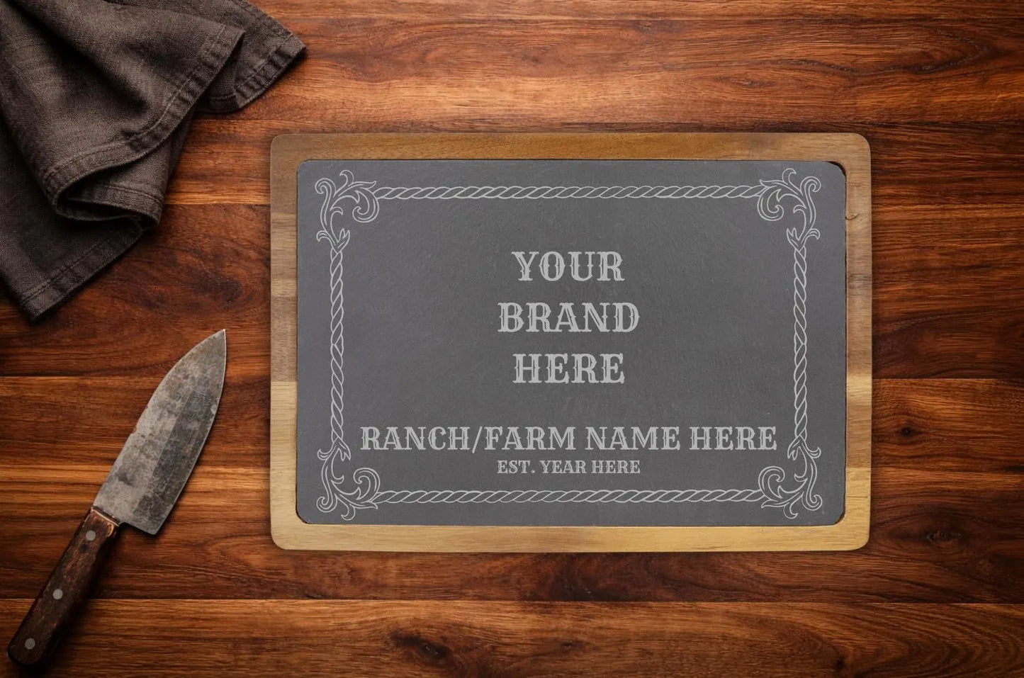 Custom Slate Ranch Brand Cutting Board | Personalized Farm & Ranch Gift