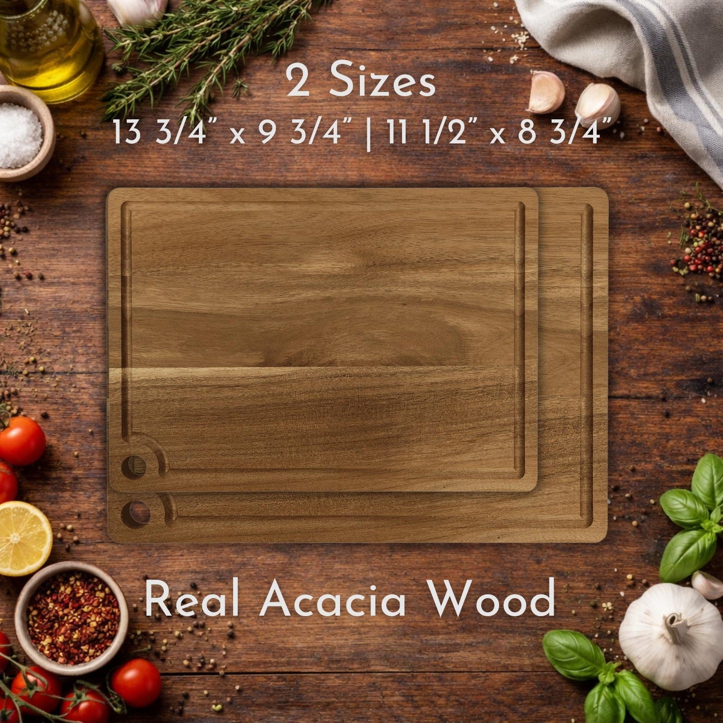 Personalized Acacia Wood Cutting Board | Custom Family Name Gift