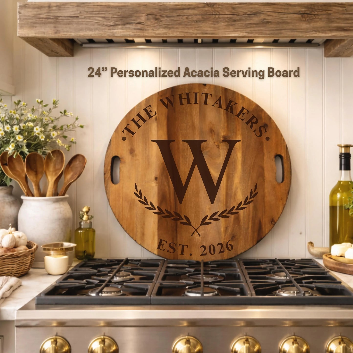 Personalized Acacia Serving Board | Custom Engraved Charcuterie Board