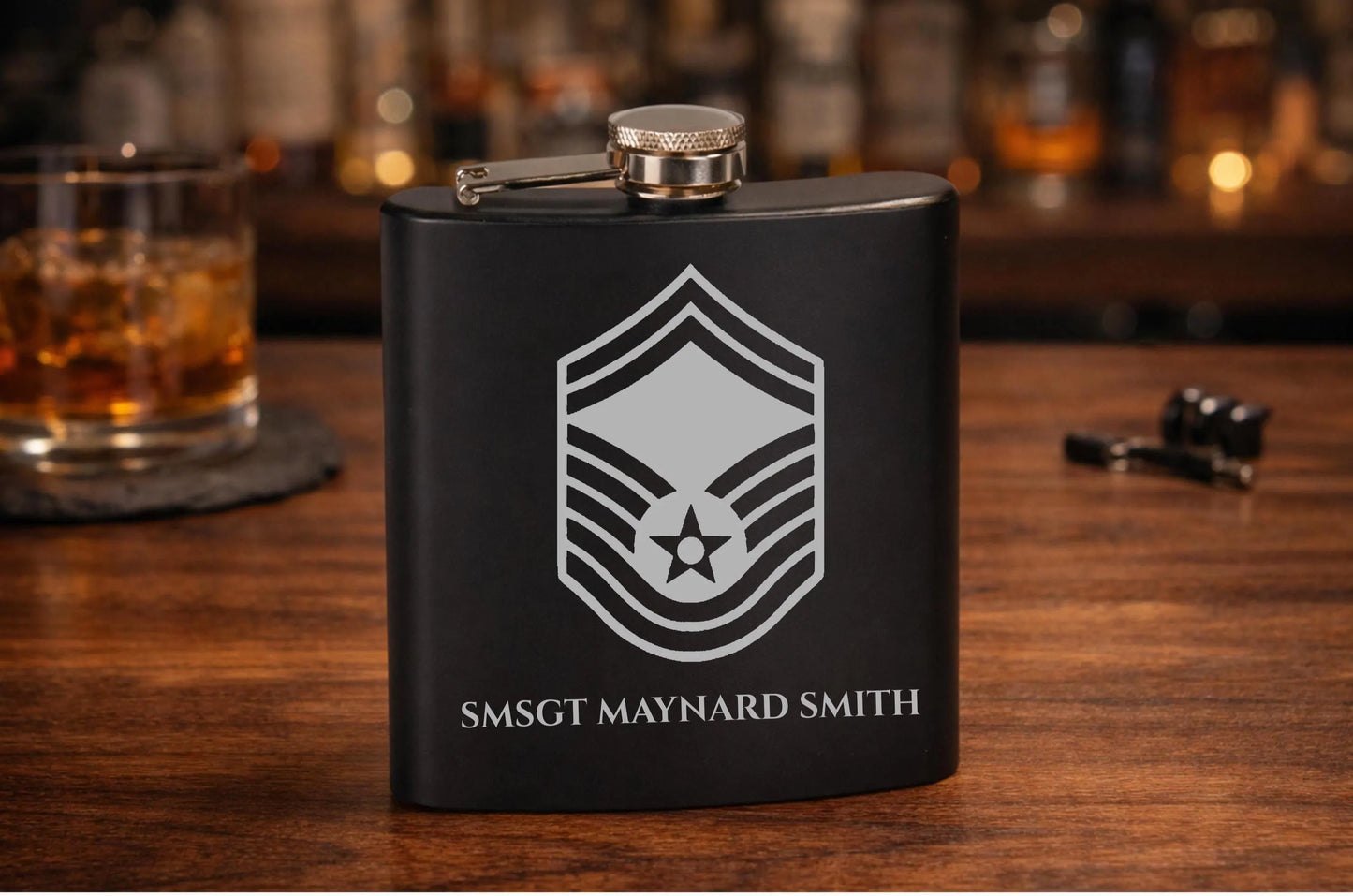 Personalized Engraved Flask Gift Set | Custom Military, Retirement &amp; Groomsmen Gift