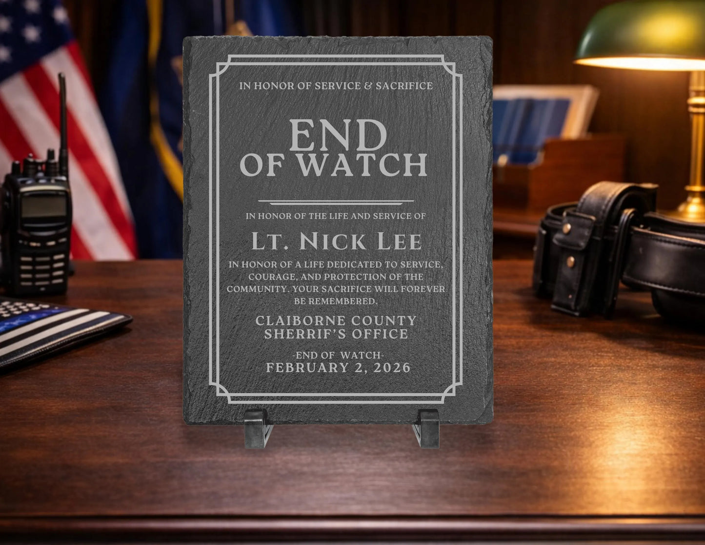 Fallen Officer Memorial Plaque | Personalized Law Enforcement Memorial Award