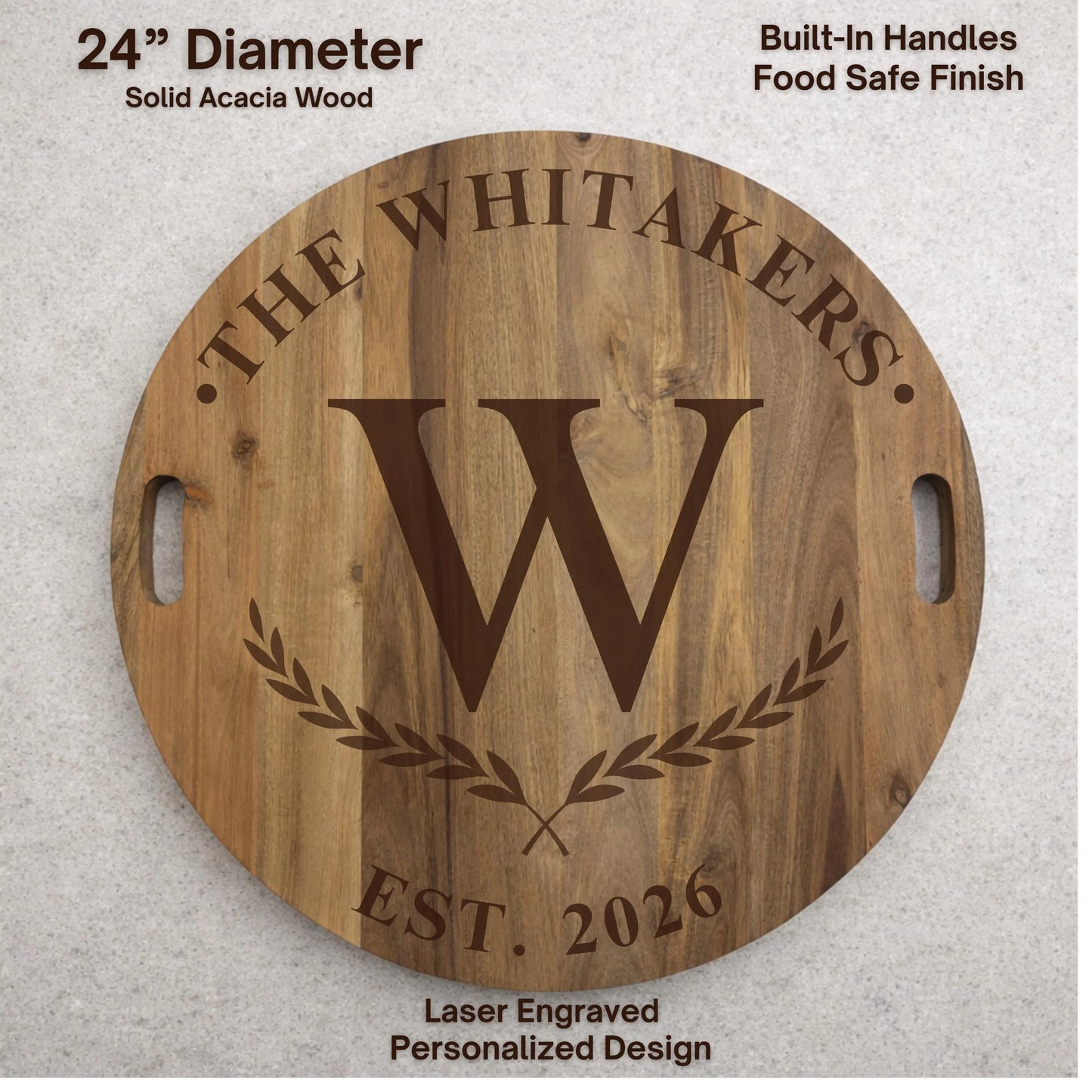 Personalized Acacia Serving Board | Custom Engraved Charcuterie Board