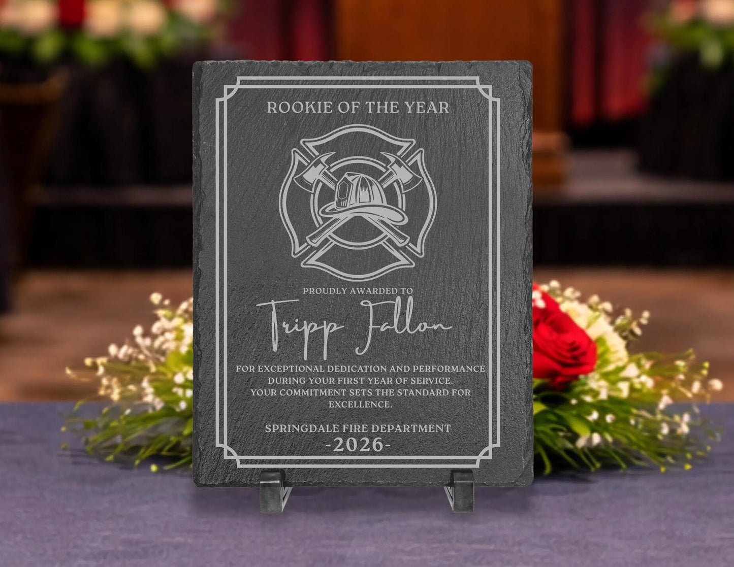 Firefighter of the Year Award Plaque | Personalized Fire Department Recognition Award