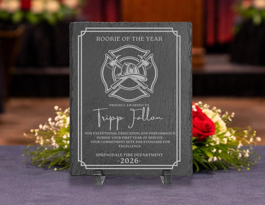 Firefighter of the Year Award Plaque | Personalized Fire Department Recognition Award
