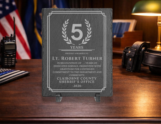 Personalized Law Enforcement Years of Service Plaque | Custom Police Recognition Award
