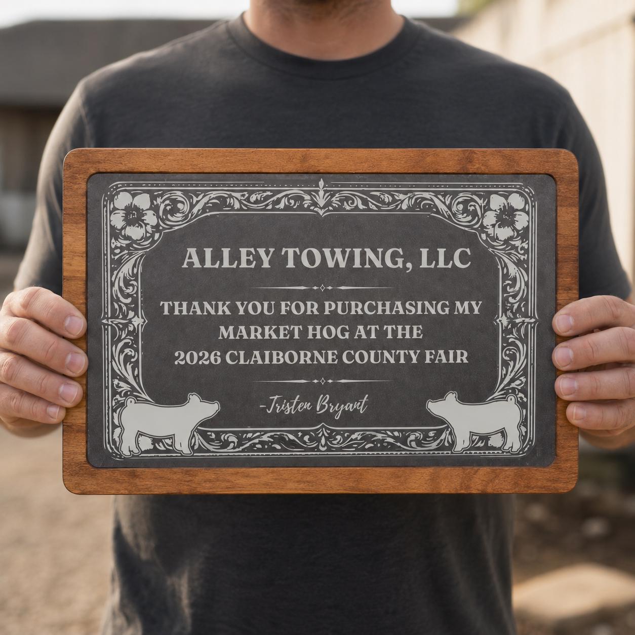 Personalized Acacia Wood & Slate Buyer Thank You Gift Cutting Board | Custom Livestock Show Gift |