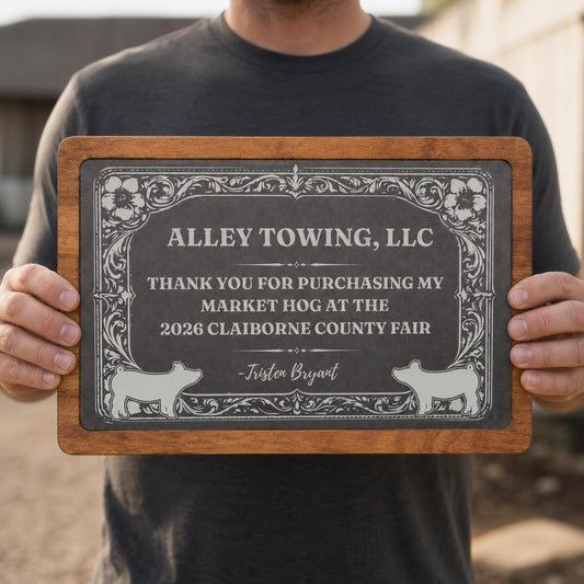 Personalized Acacia Wood & Slate Buyer Thank You Gift Cutting Board | Custom Livestock Show Gift |