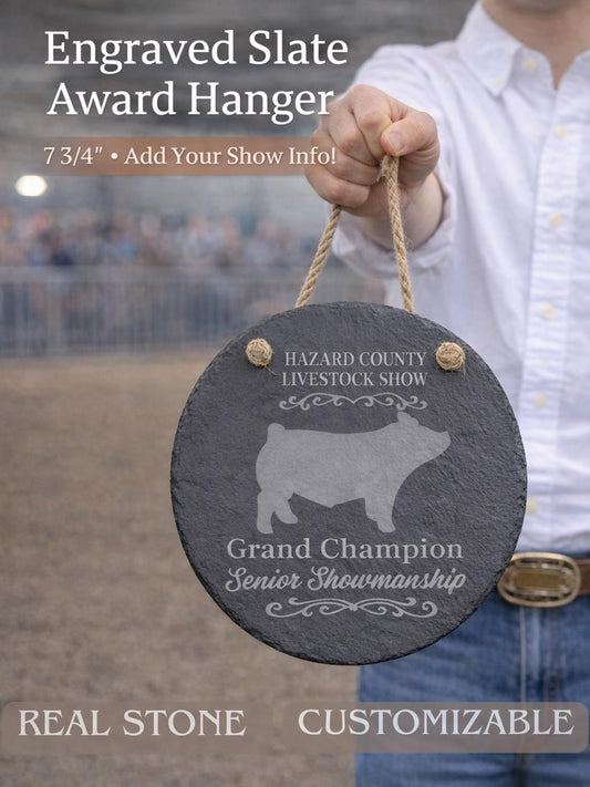 Custom Slate Award Hanger | Personalized Livestock Show Award | Slate Round Hanger