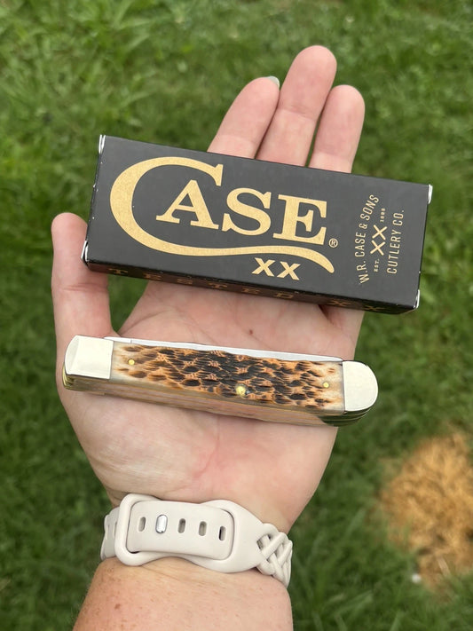 Case XX Trapper Amber Jigged Bone Pocket Knife | 6254 SS | Made in USA